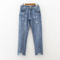 Beaded Ripped Denim Jeans