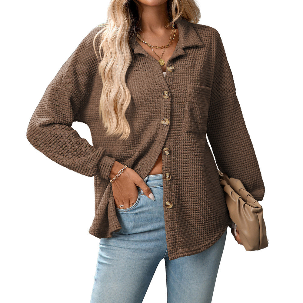 Loose Waffle Leisure Commute All-matching Shirt