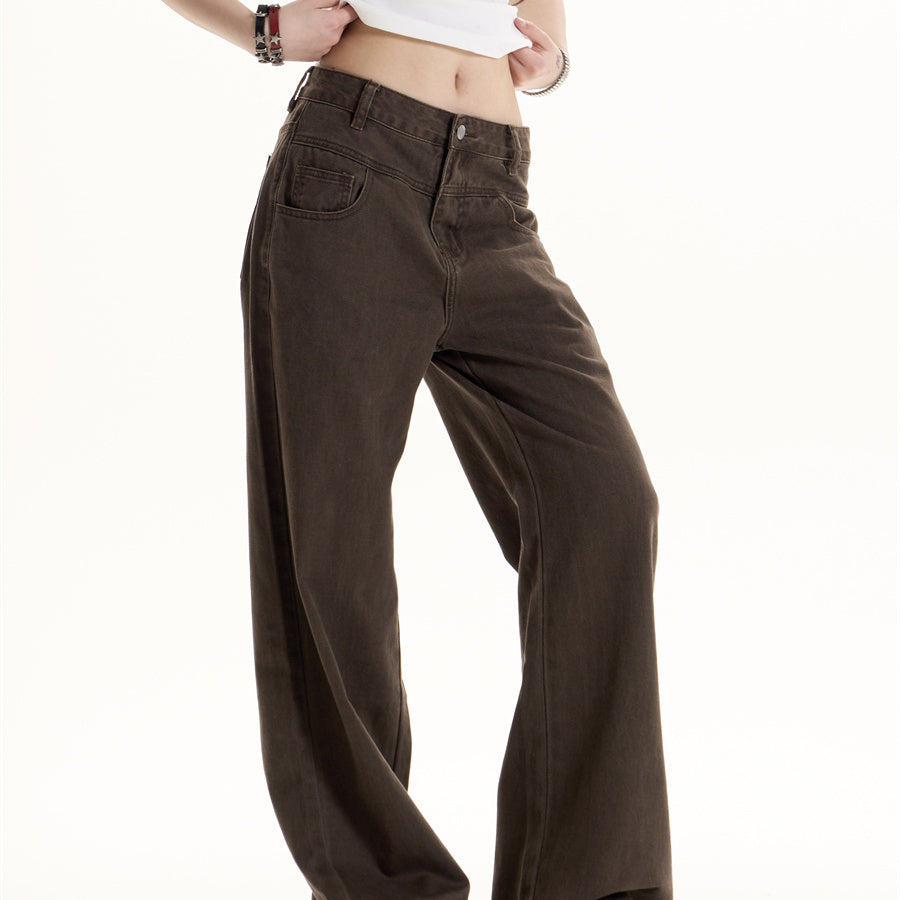 Women's Solid Color American Retro Hot Girl Jeans