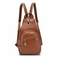 Multifunctional One-shoulder Messenger Chest Bag PU Leather Backpack Shoulder Bag